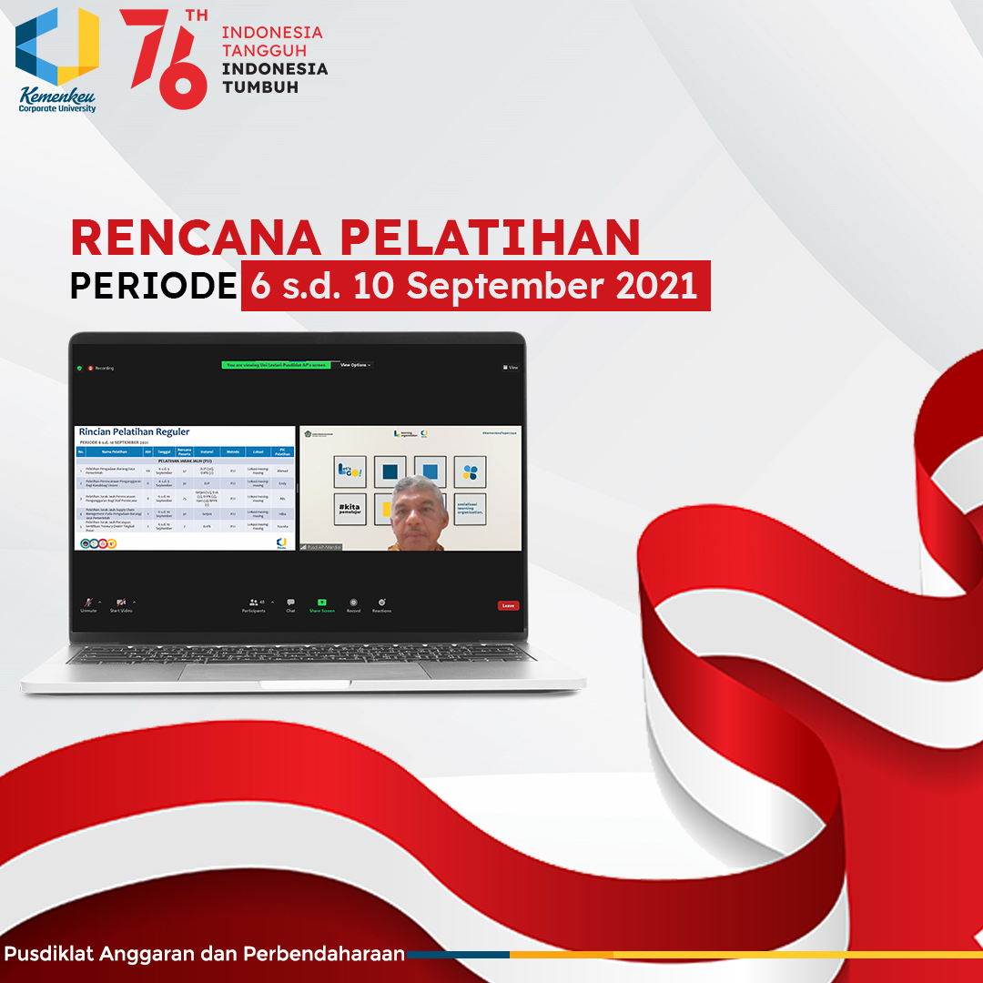 Rencana Pelatihan periode 6 s.d 10 September 2021